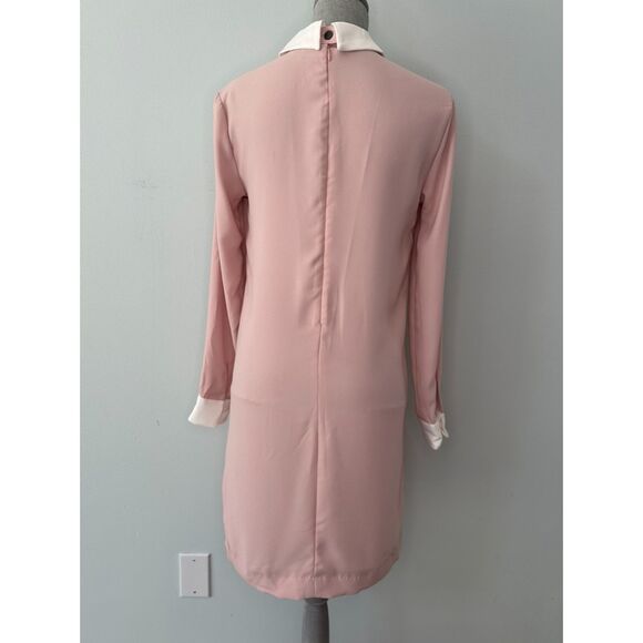 Victoria Beckham x Target Blush Pink Bunny Collared Long Sleeve Dress size Small - Picture 2 of 7